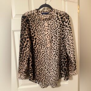 NWOT Vintage Apt. 9 Tan and Black Leopard Print Button Down Blouse Size Medium